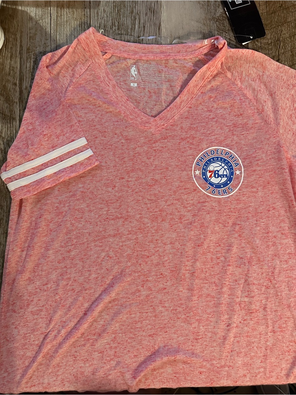 Philadelphia 76ers Women's Pink V-Neck Tee